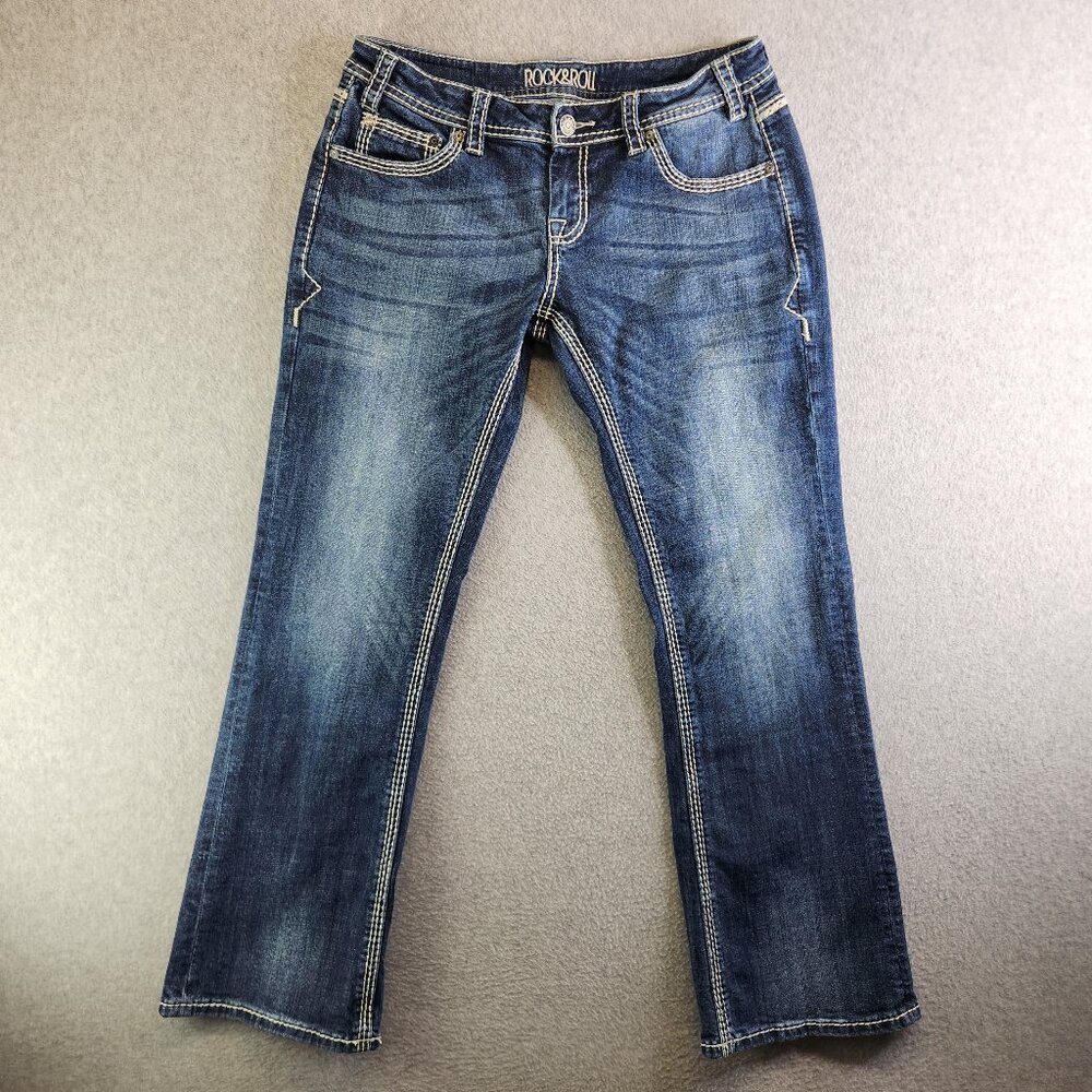 Rock And Roll Cowgirl Jeans Womens 30 Riding Bootcut Heavy Stitching Ranch